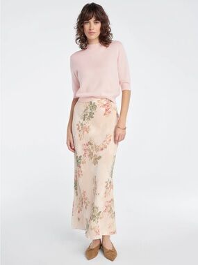 Favorite Daughter Pink Floral Satin Maxi Skirt